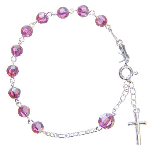 Rosary bracelet with pink crystals 6mm 2