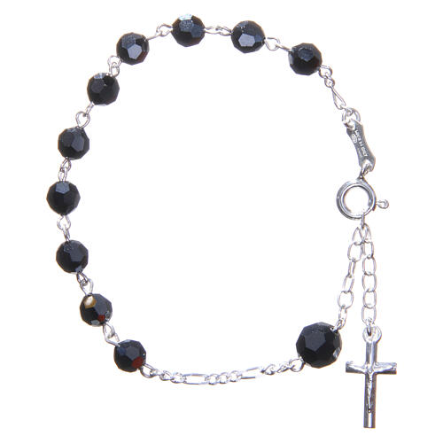 Rosary bracelet with black crystals 6mm 1
