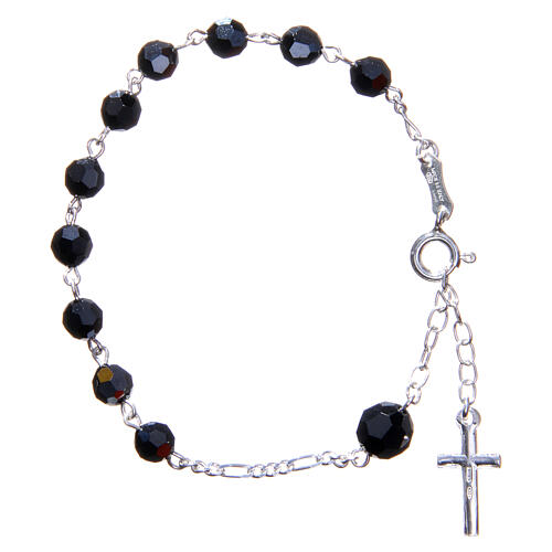Rosary bracelet with black crystals 6mm 2