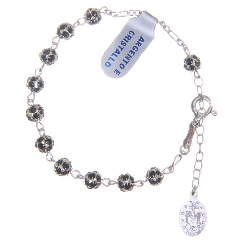Rosary bracelet in 925 silver with black crystals 2
