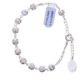 Rosary bracelet in 925 silver with white crystals