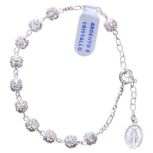 Rosary bracelet in 925 silver with white crystals 1