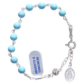 Rosary bracelet in silver with turquoise grains 6mm