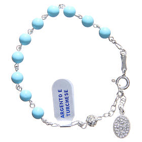 Rosary bracelet in silver with turquoise grains 6mm