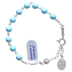 Bracciale rosario turchese grani pavè 6 mm