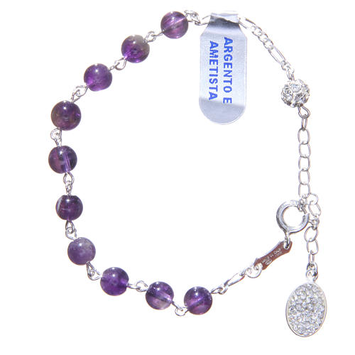 Rosary bracelet in silver with amethyst grains 6mm 2