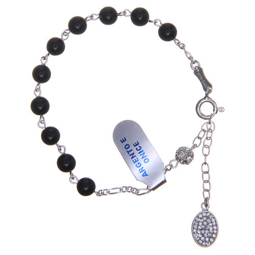 Rosary bracelet in silver with onyx grains 6mm 2