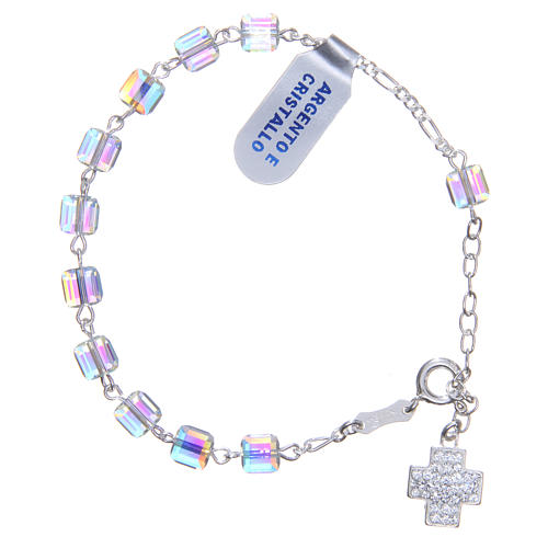 Zehner Armband Kubik Kristall Perlen 6mm mit Kreuz 2