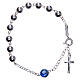 Rosary bracelet in 925 silver, 6mm and pater beads in light blue strass s1