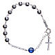 Rosary bracelet in 925 silver, 6mm and pater beads in light blue strass s2