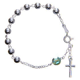 Zehner Armband Silber 800 Perlen 6mm grüne Pater Perle