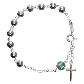 Rosary bracelet in 800 silver, 6mm and pater beads in green strass