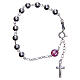 Rosary bracelet in 800 silver, 6mm and pater beads in pink strass s1