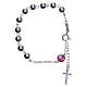 Rosary bracelet in 800 silver, 6mm and pater beads in pink strass s2