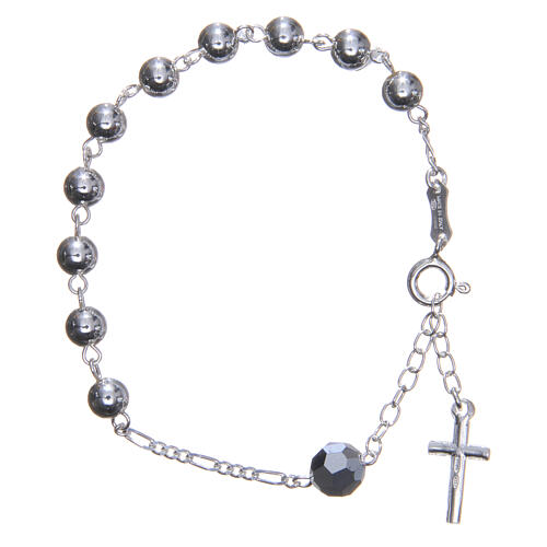 Rosary bracelet in 800 silver, 6mm and pater beads in metallic strass 2