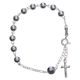 Rosary bracelet in 800 silver, 6mm and pater beads in metallic strass