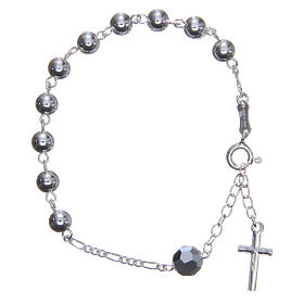 Rosary bracelet in 800 silver, 6mm and pater beads in metallic strass