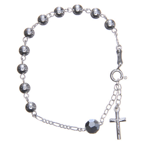 Rosary bracelet in 800 silver, 6mm and pater beads in metallic strass 1