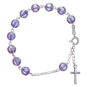 Pulseira prata 800 cristal 8 mm roxo
