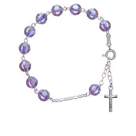 Rosary bracelet in 800 silver with grains measuring 8mm in purple strass