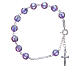 Rosary bracelet in 800 silver with grains measuring 8mm in purple strass s1