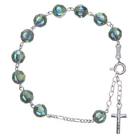 Rosary bracelet in 800 silver with grains measuring 8mm in green strass