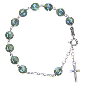 Rosary bracelet in 800 silver with grains measuring 8mm in green strass