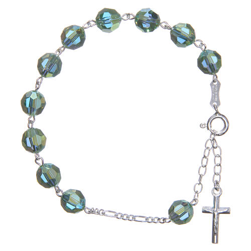 Rosary bracelet in 800 silver with grains measuring 8mm in green strass 1