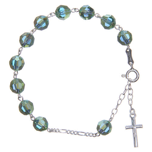 Rosary bracelet in 800 silver with grains measuring 8mm in green strass 2