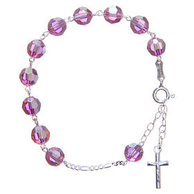 Pulseiras de Prata e Ouro: Pulseira prata 800 cristal Swarovski 8 mm cor-de-rosa