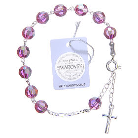 Pulseiras de Prata e Ouro: Pulseira prata 800 cristal Swarovski 8 mm cor-de-rosa