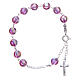 Rosary bracelet in 800 silver with grains measuring 8mm in pink strass s1