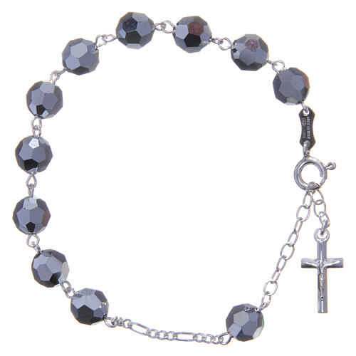 Rosary bracelet in 800 silver with grains measuring 8mm in metallic strass 1
