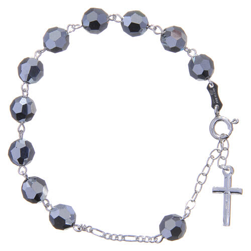 Rosary bracelet in 800 silver with grains measuring 8mm in metallic strass 2