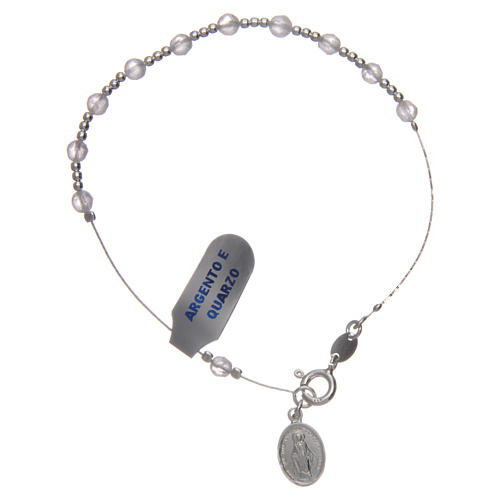 Zehner Armband Silber 925 Rosenquarz Perlen 4mm 1