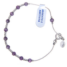 Bracelet rosary beads in 925 silver and amethyst 4mm