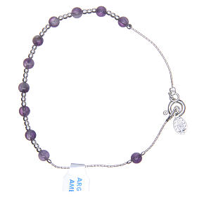 Bracelet rosary beads in 925 silver and amethyst 4mm