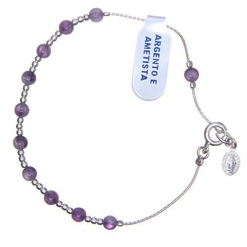 Bracelet rosary beads in 925 silver and amethyst 4mm 1