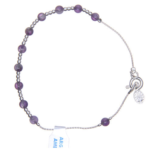 Bracelet rosary beads in 925 silver and amethyst 4mm 2