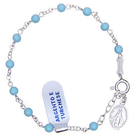 Bracelet rosary beads in 925 silver and turquoise 4mm
