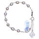Bracelet rosary beads in 925 silver and river pearls with crystal cross 6mm s1
