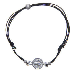 Bracelet with St Benedict's medal and beads in sterling silver