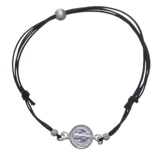 Bracelet with St Benedict's medal and beads in sterling silver 1
