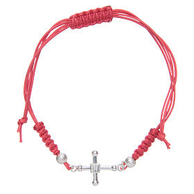 Roter Armband mit Silber 925 Kreuz