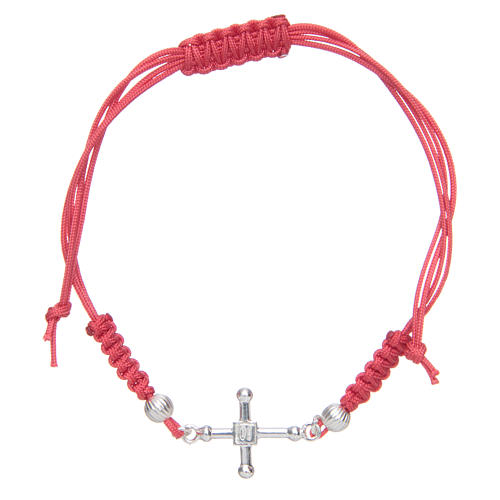 Roter Armband mit Silber 925 Kreuz 1