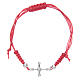 Bracelet croix argent 925 corde rouge s1