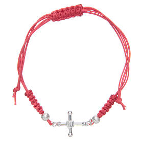 Bracelet with cross in 925 silver and red cord