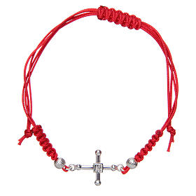 Bracelet with cross in 925 silver and red cord