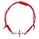 Bracelet with cross in 925 silver and red cord s2