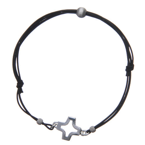 Bracelet with perforated cross in 925 silver and cord 2